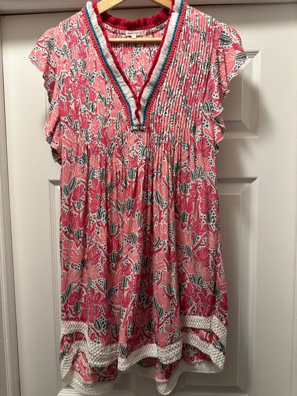 Poupette St Barth Mini Dress Sasha Pink Cactus Size Small - Picture 2 of 5